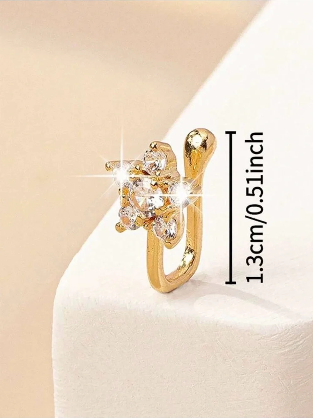 Women's Flower Nose Ring-Shiny Crystal Clip-On Nose Stud